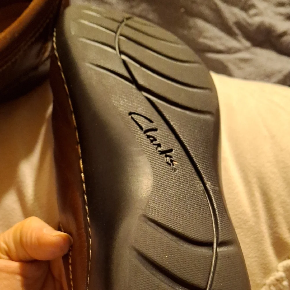 Clarks Brown Leather Loafers with Polished Finish